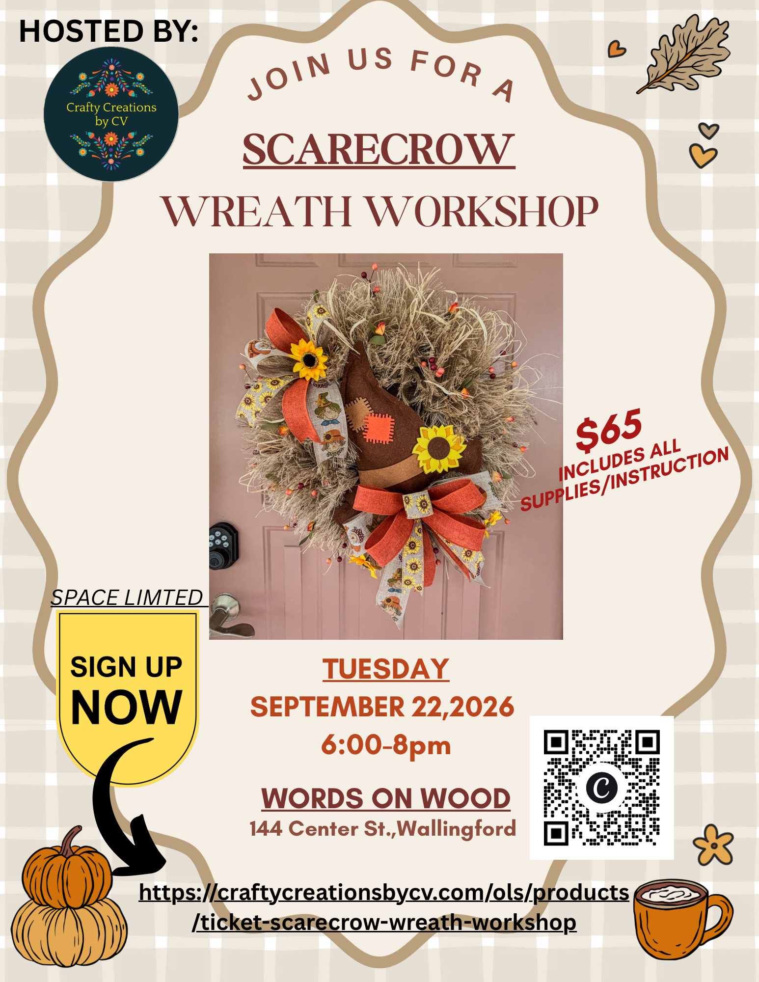 Scarecrow Wreath Workshop hosted by Crafty Creations by CV