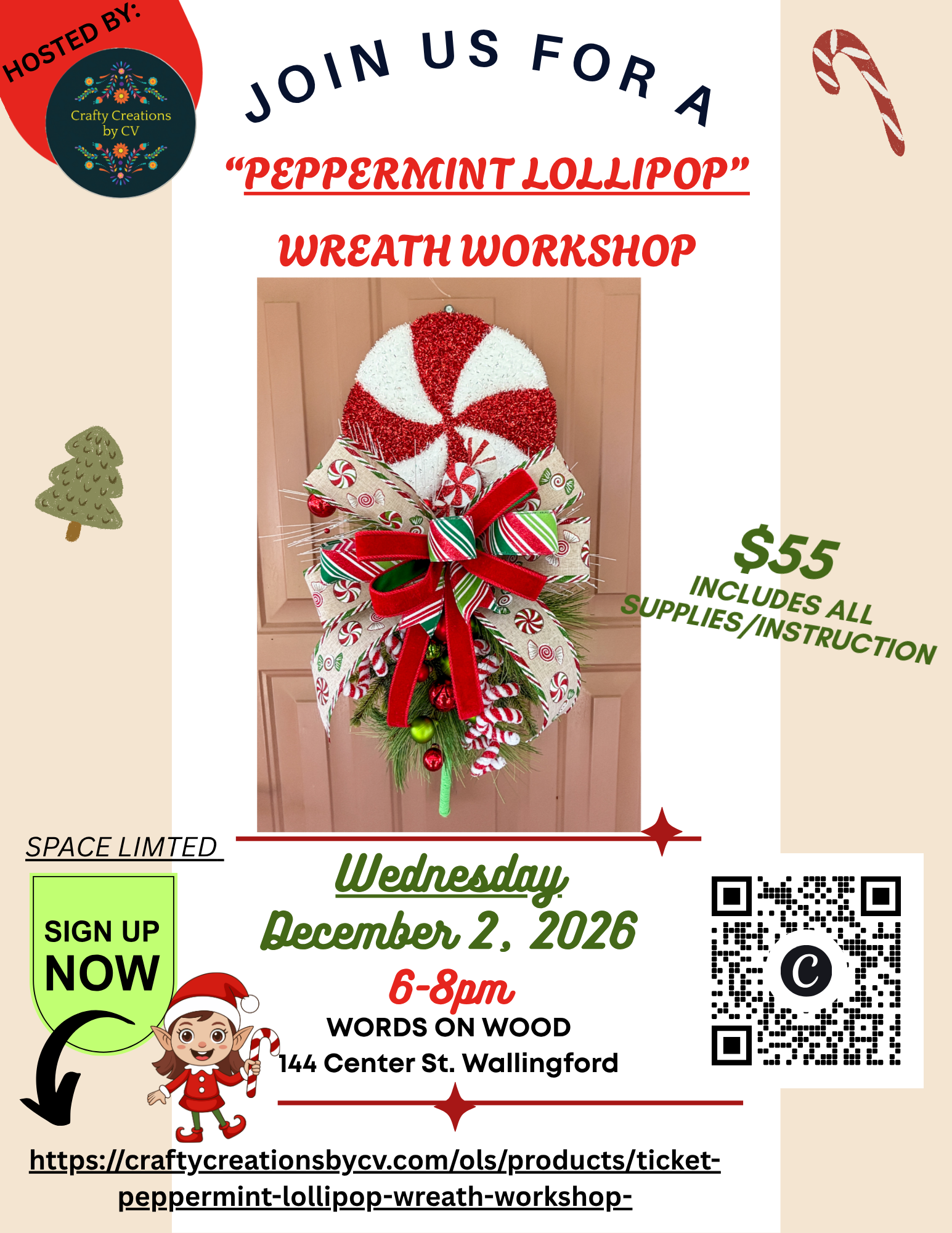 Peppermint Lollipop Wreath Workshop hosted by Crafty Creations by CV 