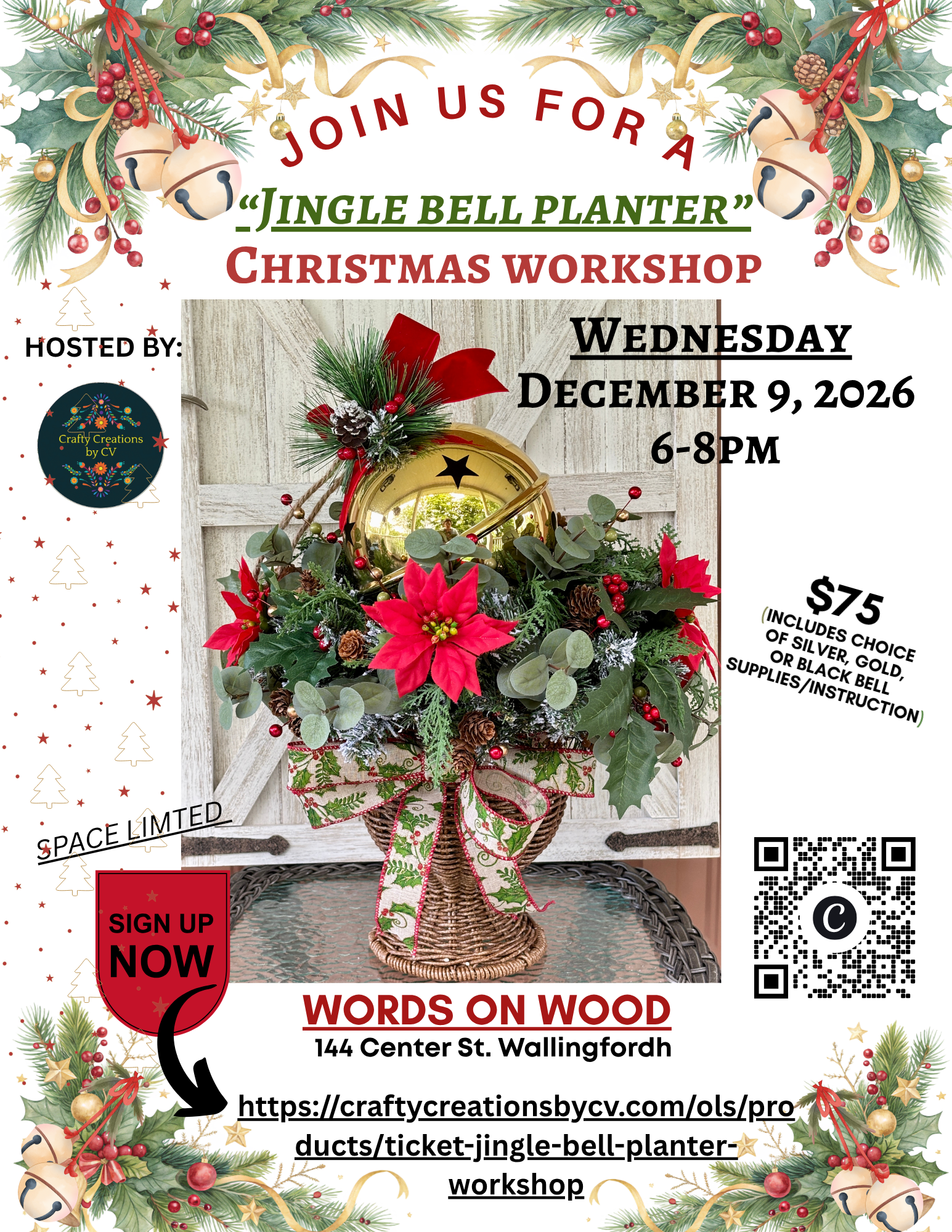 Jingle Bell Planter workshop hosted by Crafty Creations by CV