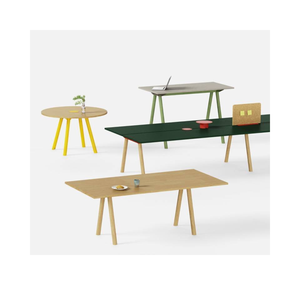 The Morse Table System easily transitions from dining table to solo work table, or teamwork bench so that the same space can serve multiple purposes in one day. Designed to be anything but prescriptive, this dexterous table encourages personal expres