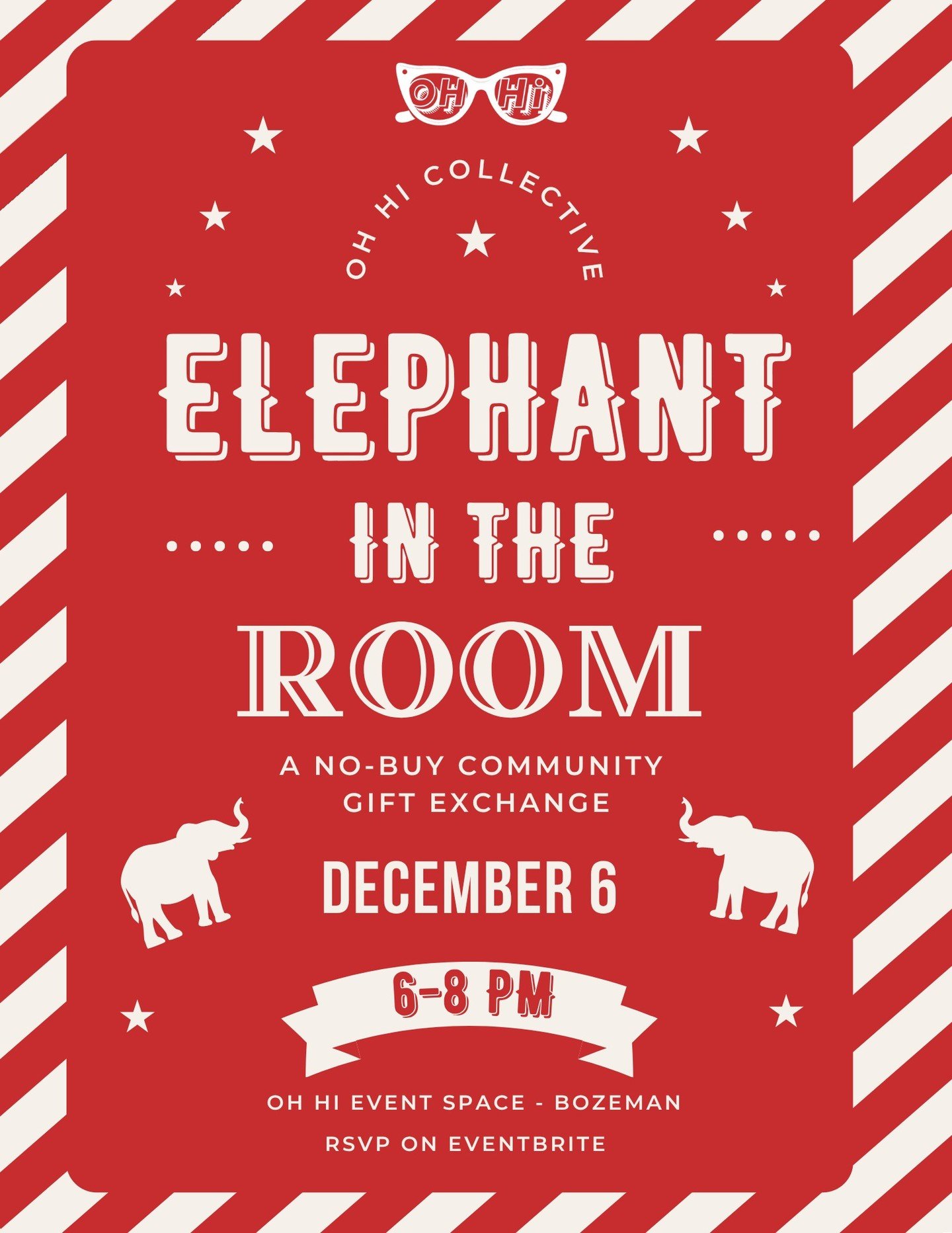 Let&rsquo;s address the Elephant in the Room&hellip;
We all own something we swear we needed but have literally never used. 

Bring it to our no-purchase gift exchange on Dec 6, 6&ndash;8 PM and let someone else give it the love it deserves. 

Sustai