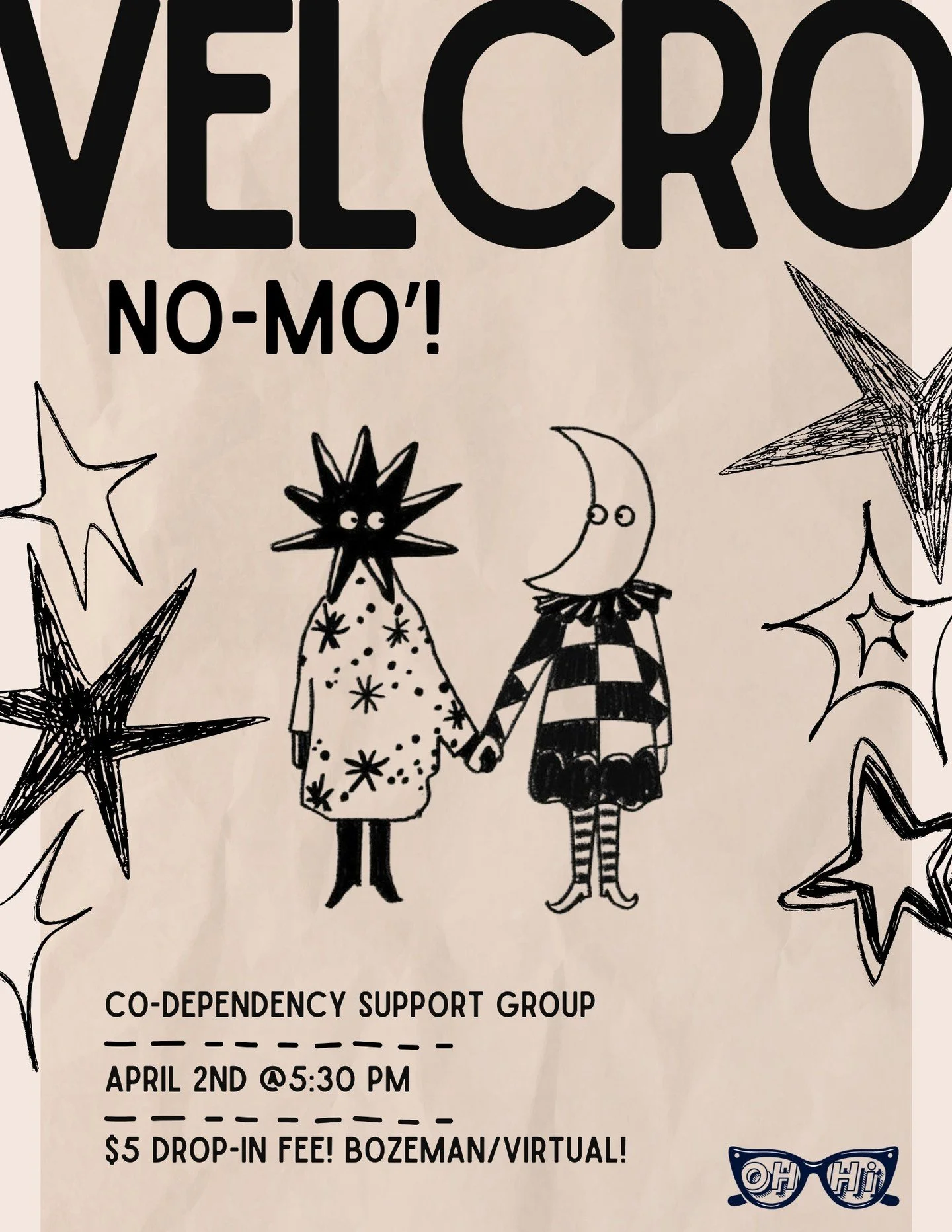 Join OhHi Collective's Molly Nelson &amp; Chase Templet on April 2nd @ 5:30 PM for Velcro No-Mo'! 

This is a group for anyone navigating codependency and people-pleasing. 

It&rsquo;s for the beautifully needy, the quick texters, the overthinkers, a