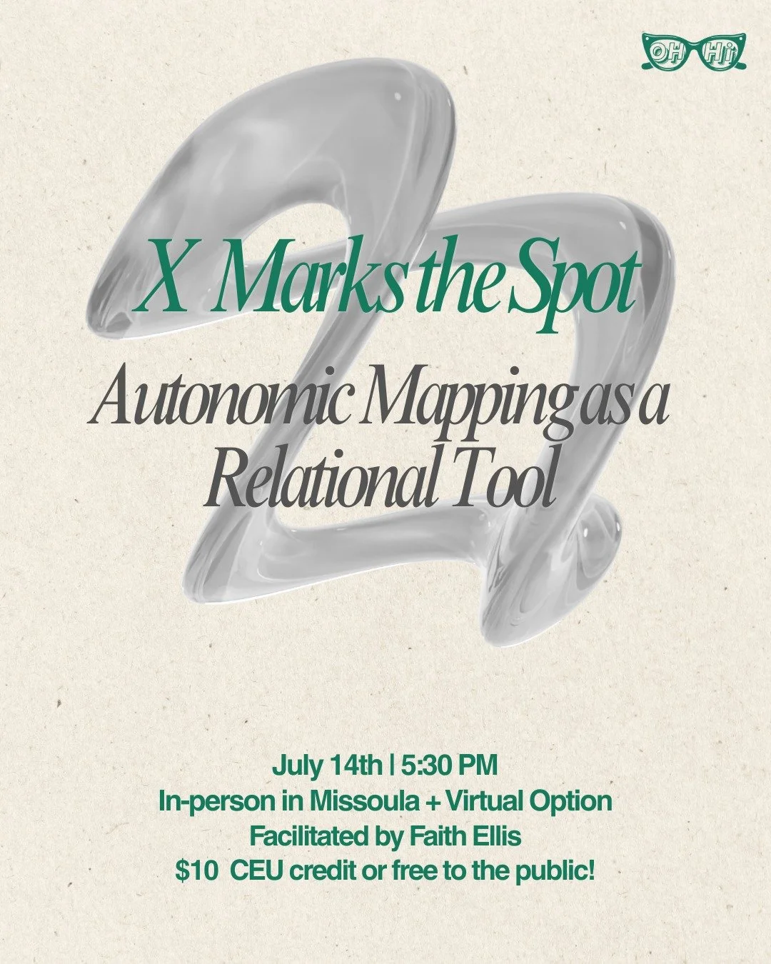 In X Marks the Spot: Autonomic Mapping as a Relational Tool, Faith Ellis will guide participants through the practice of autonomic mapping as a way to better understand ourselves and our relationships. Using an attachment-informed framework, we will 