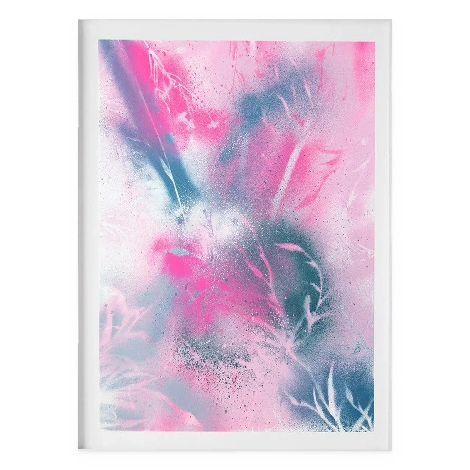 Pink Everlastings by De-Anne Strange, 2025, spray paint and natural elements on canvas