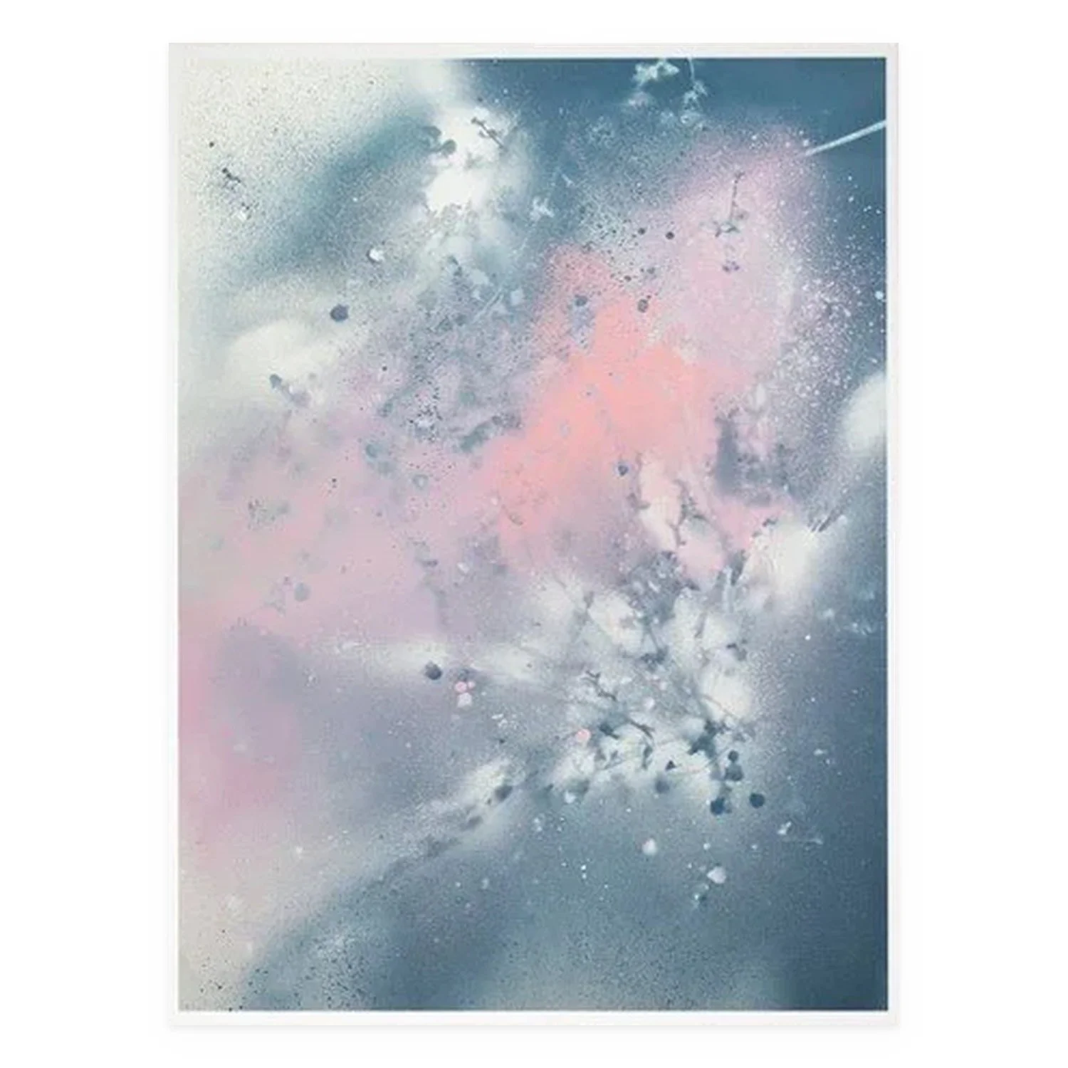 Cosmic Kiss by De-Anne Strange, 2025, spray paint and natural elements on paper