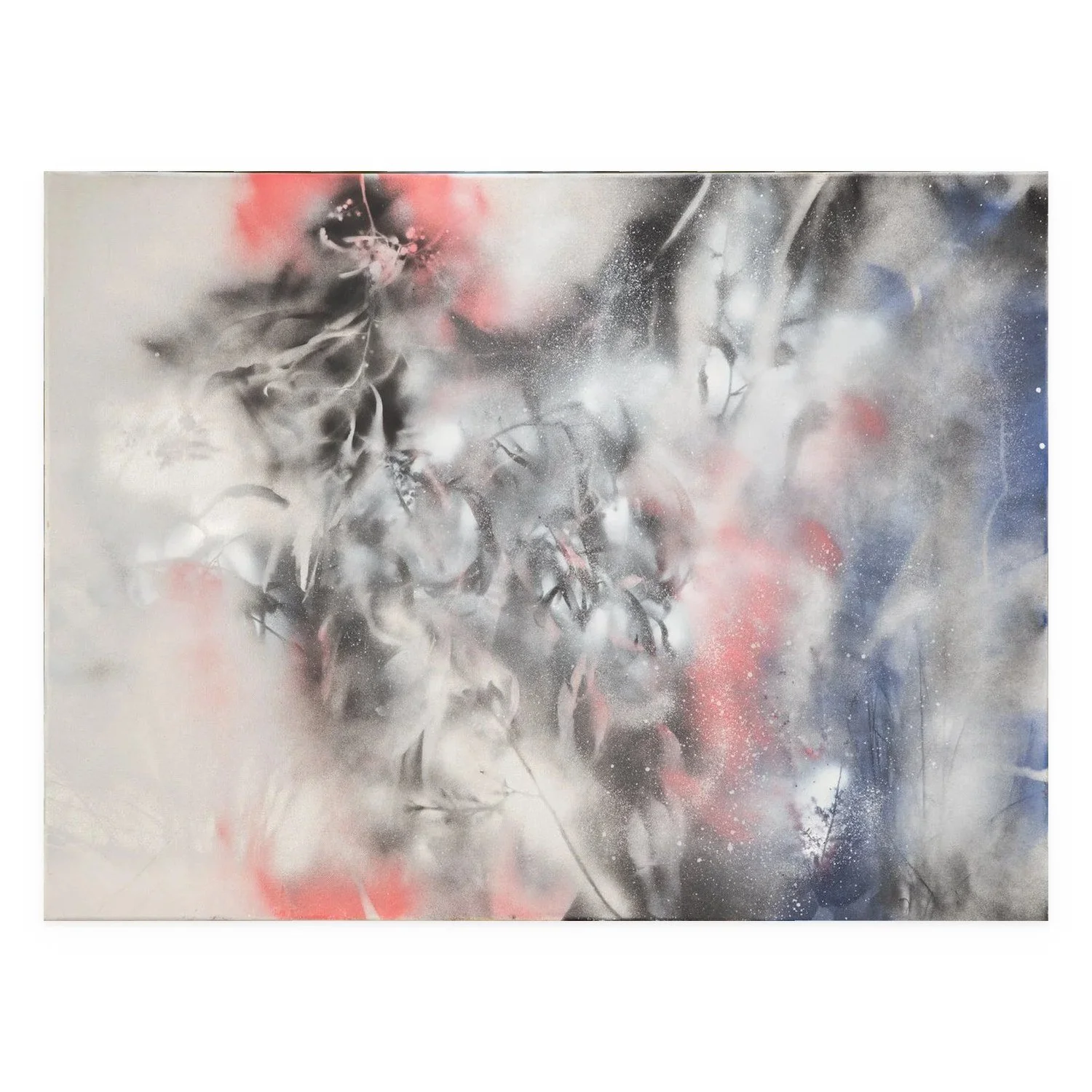 Ethereal by De-Anne Strange, 2025, spray paint and natural elements on canvas