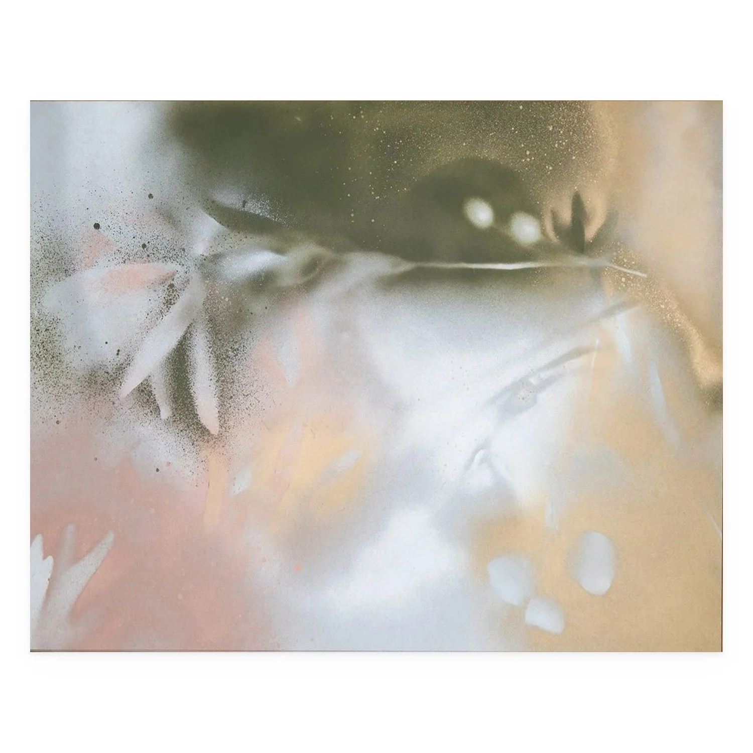 Enlightened by De-Anne Strange, 2025, spray paint and natural elements on paper