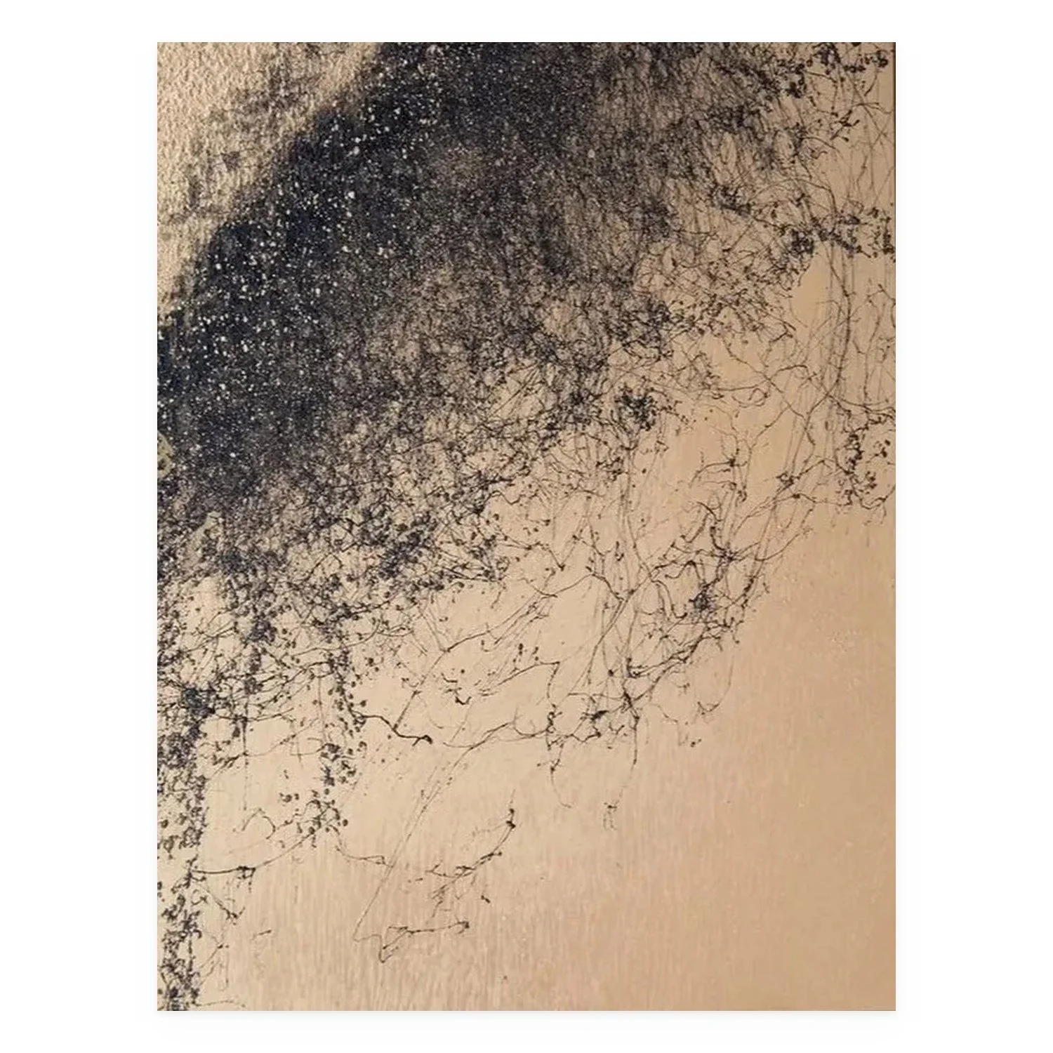 Mini Moments - Golden by De-Anne Strange, 2026, spray paint on wooden block mount