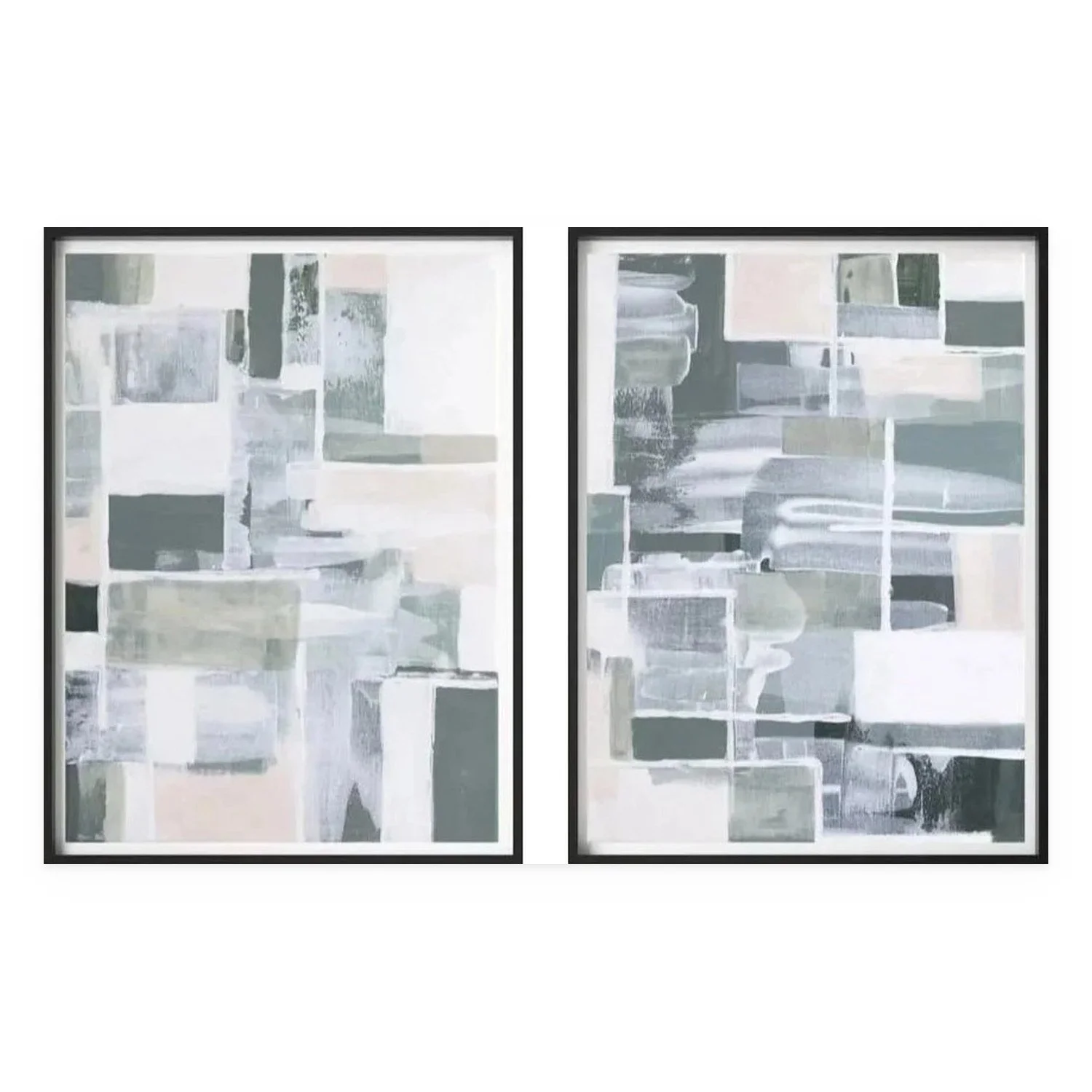 Olive and Blush Duo by De-Anne Strange, original painting on canvas