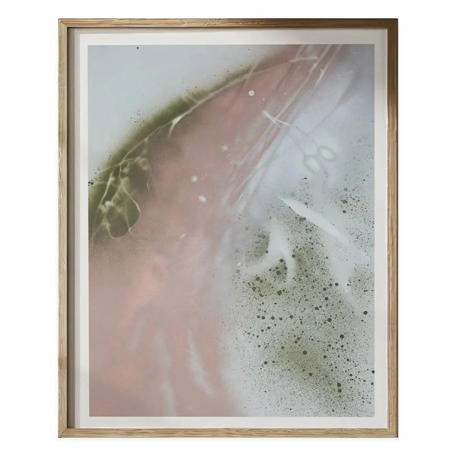 Platinum by De-Anne Strange, 2025, spray paint and natural elements on paper