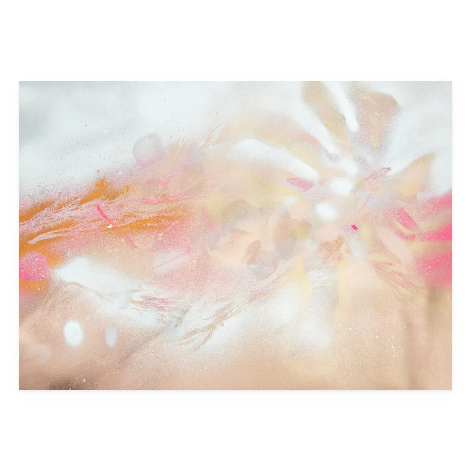Rosa by De-Anne Strange, 2025, spray paint and natural elements on paper