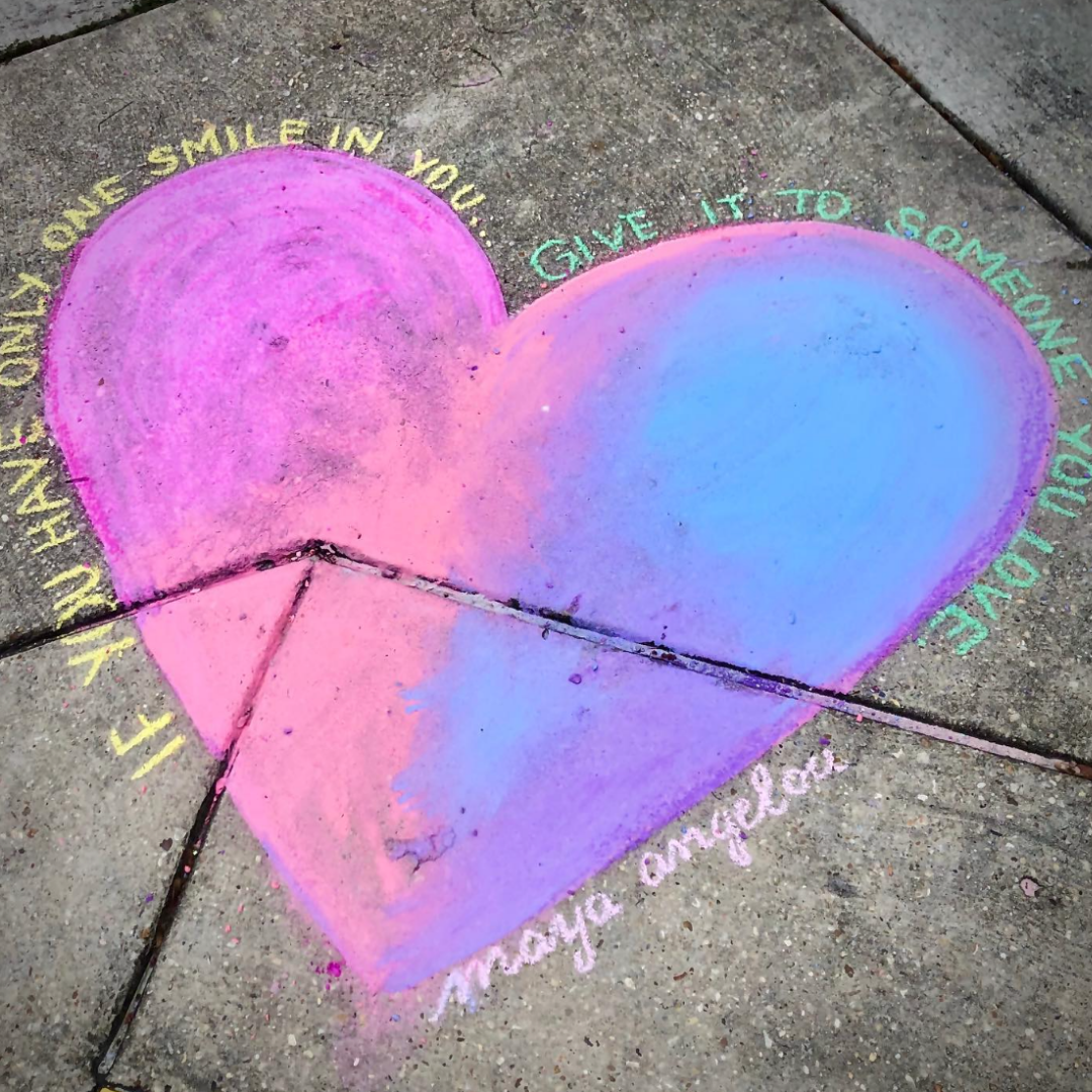 Watercolor chalk art heart on Laurel Street