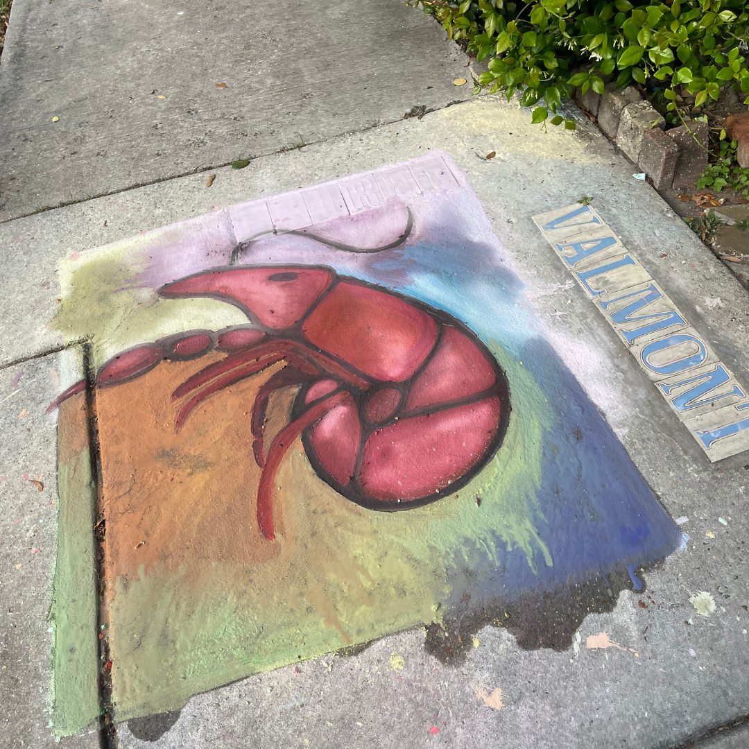 new orleans crawfish chalk art