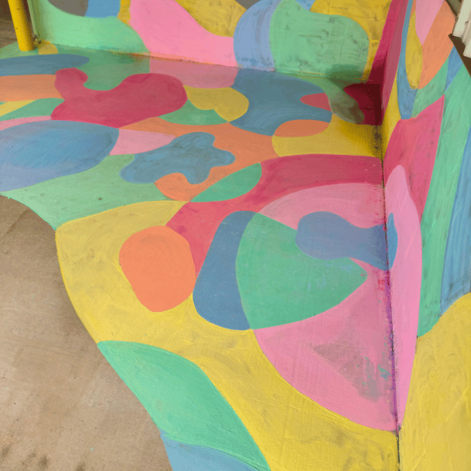Color Block Mural Temporary Chalk Art
