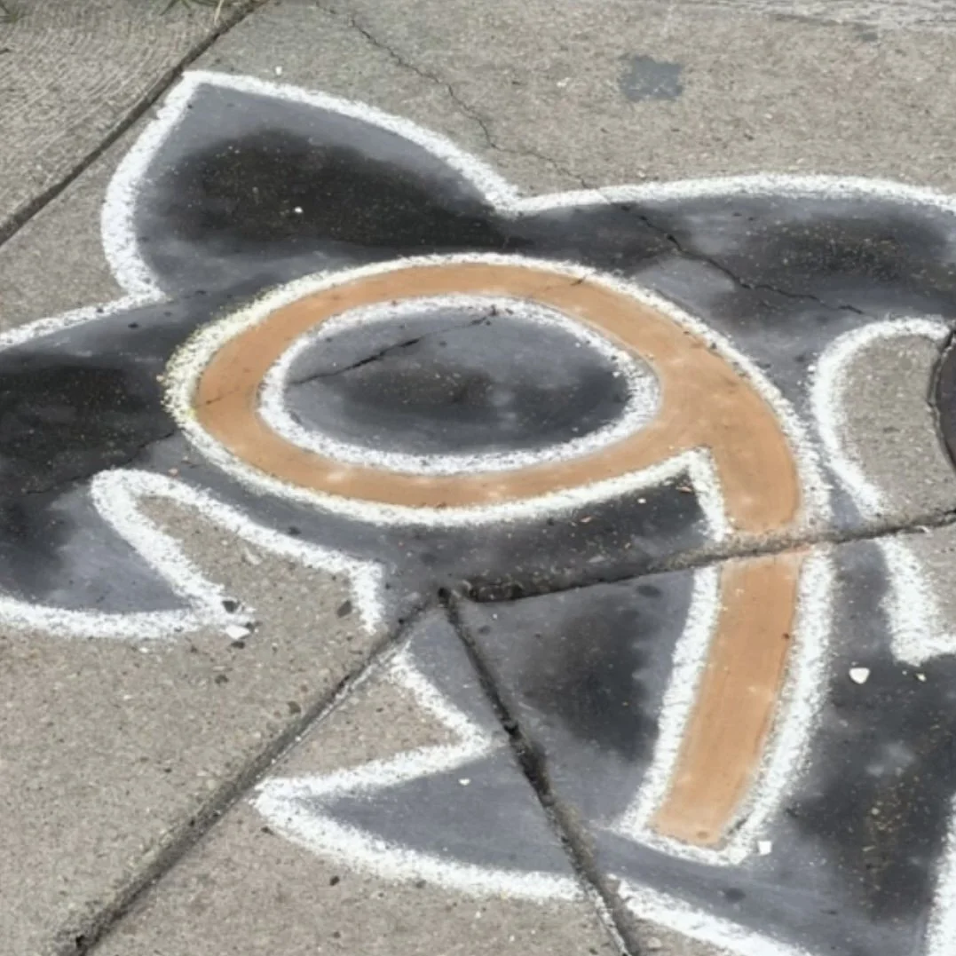 Drew Brees tribute New Orleans Saints chalk art on Laurel Street
