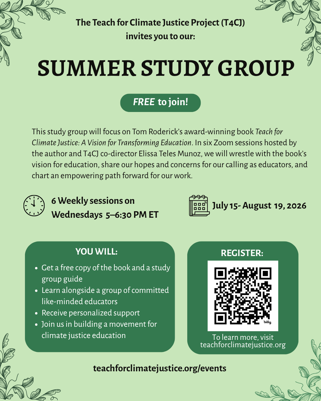 Summer Study Group (July 15 - August 19) — Teach for Climate Justice