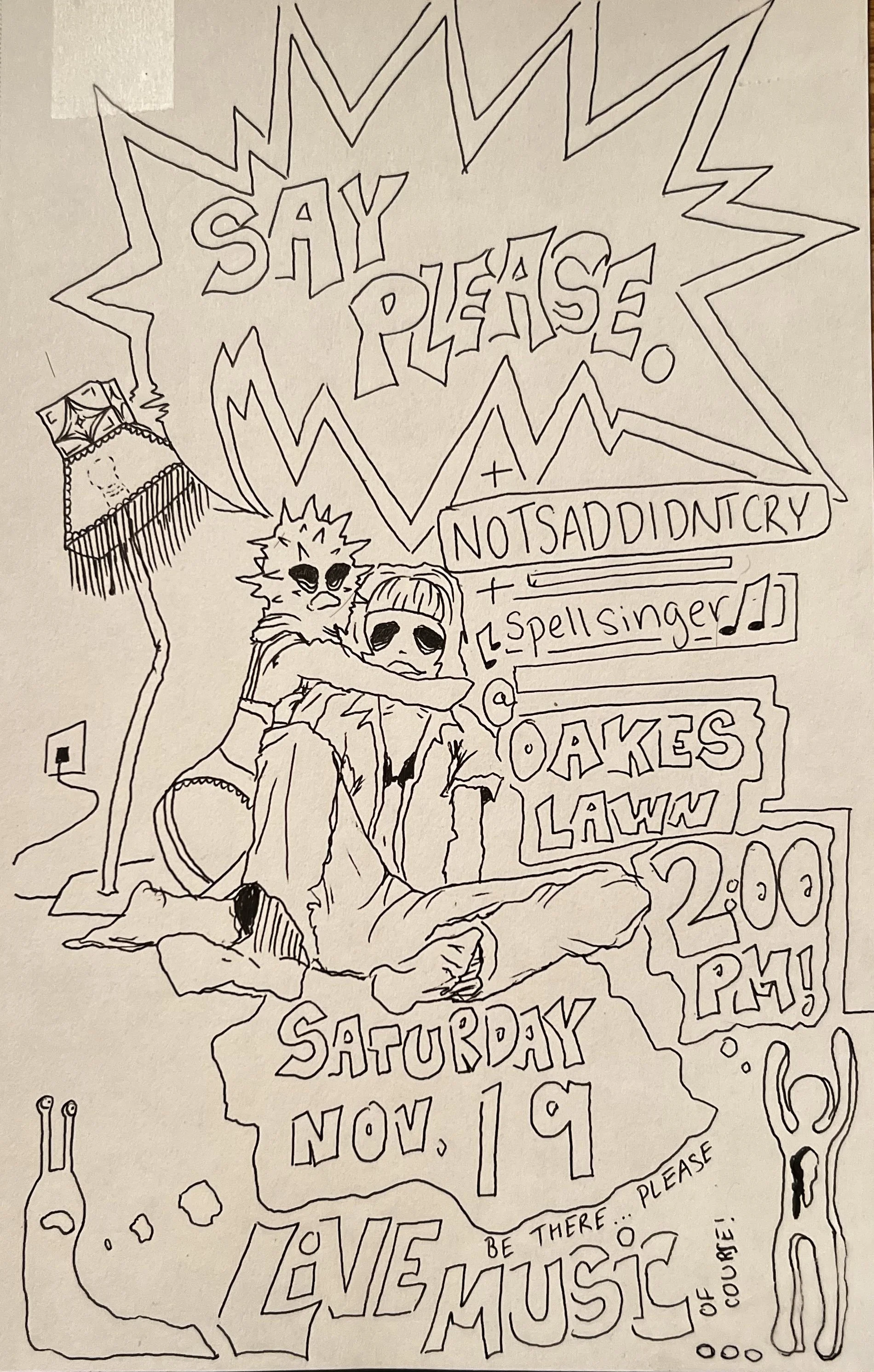 say please; ink on sketch paper