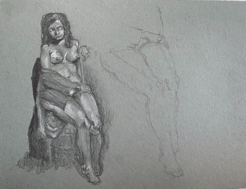 perk; graphite on shaded parchment