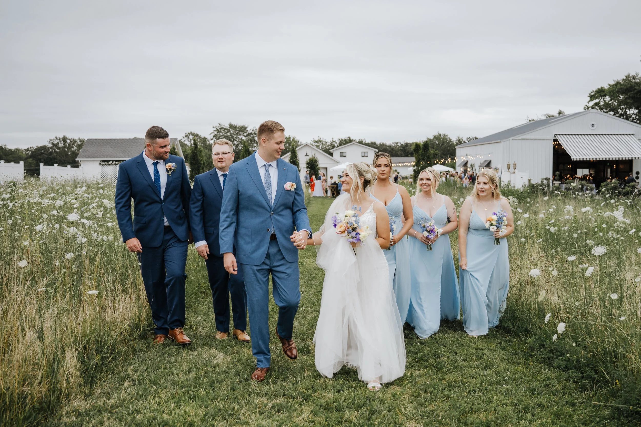 Wedding party portraits in the garden