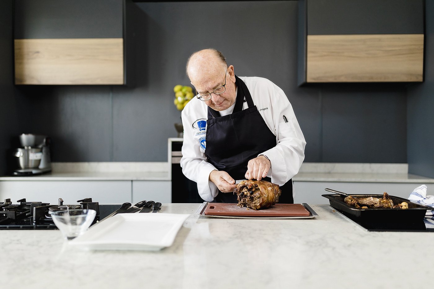 Magazine Editorial photo shoot Chef Francois Ferreira cooking a Festive Leg of Lamb 