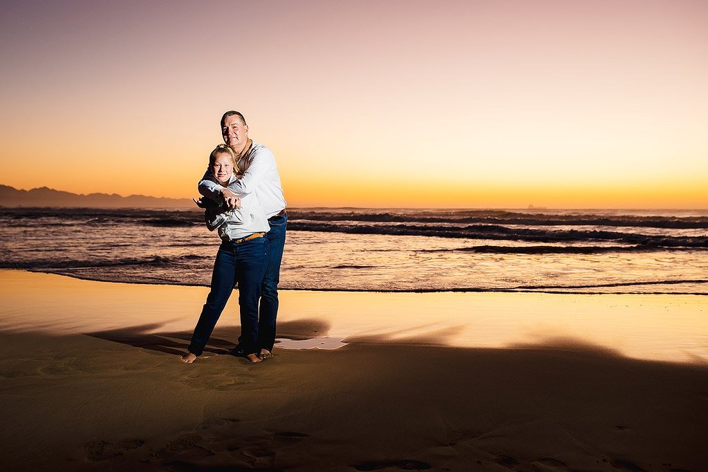 Sunrise family portrait session at Hartenbos Beach during a family Spring holiday in the Garden Route. 