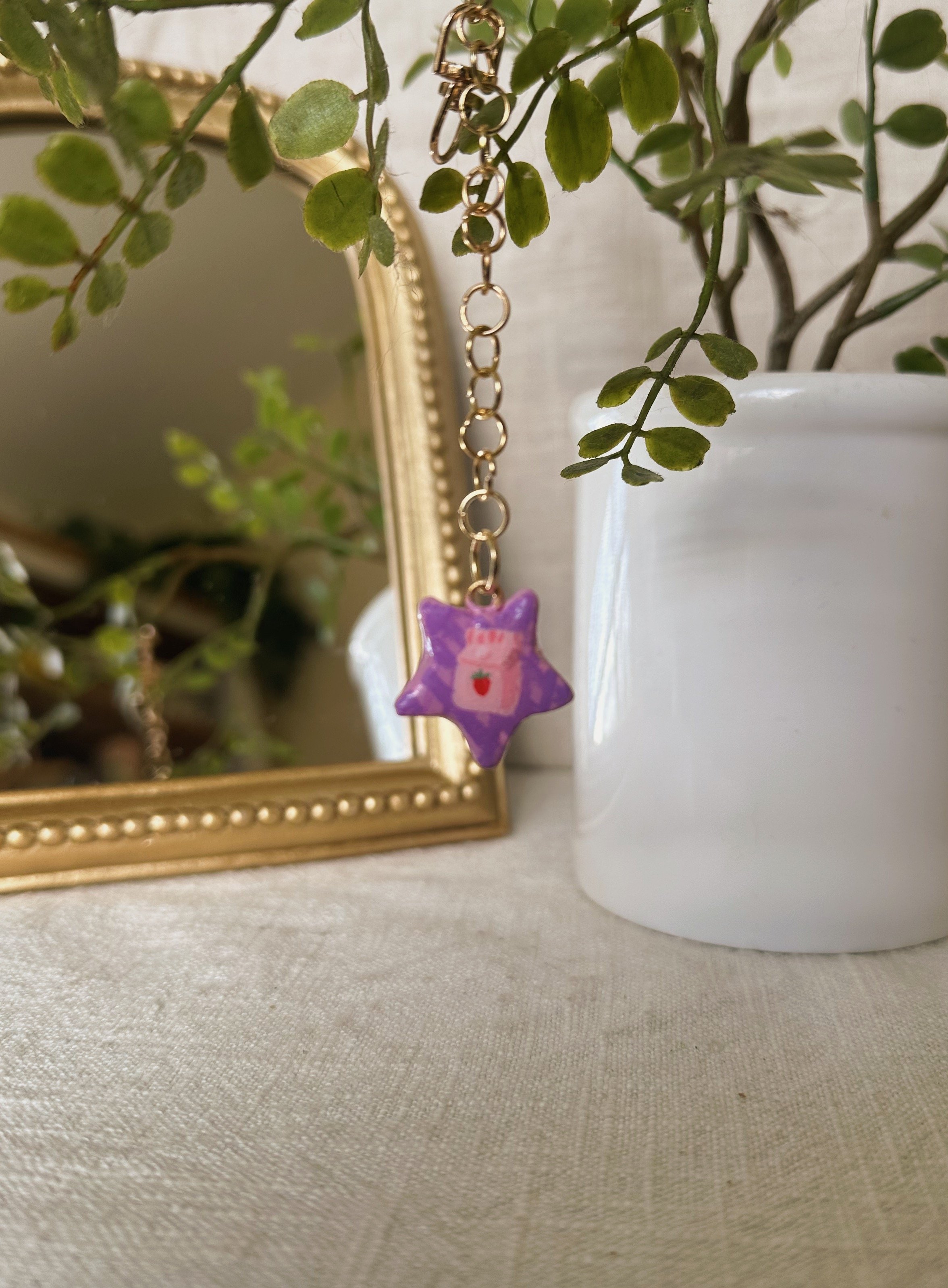 Strawberry Milk Bag Charm