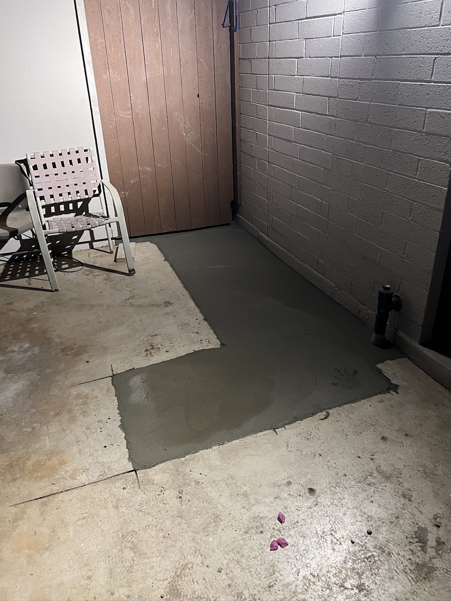 Front area is poured, as well