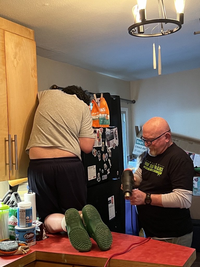 Mike and Carlos working hard
