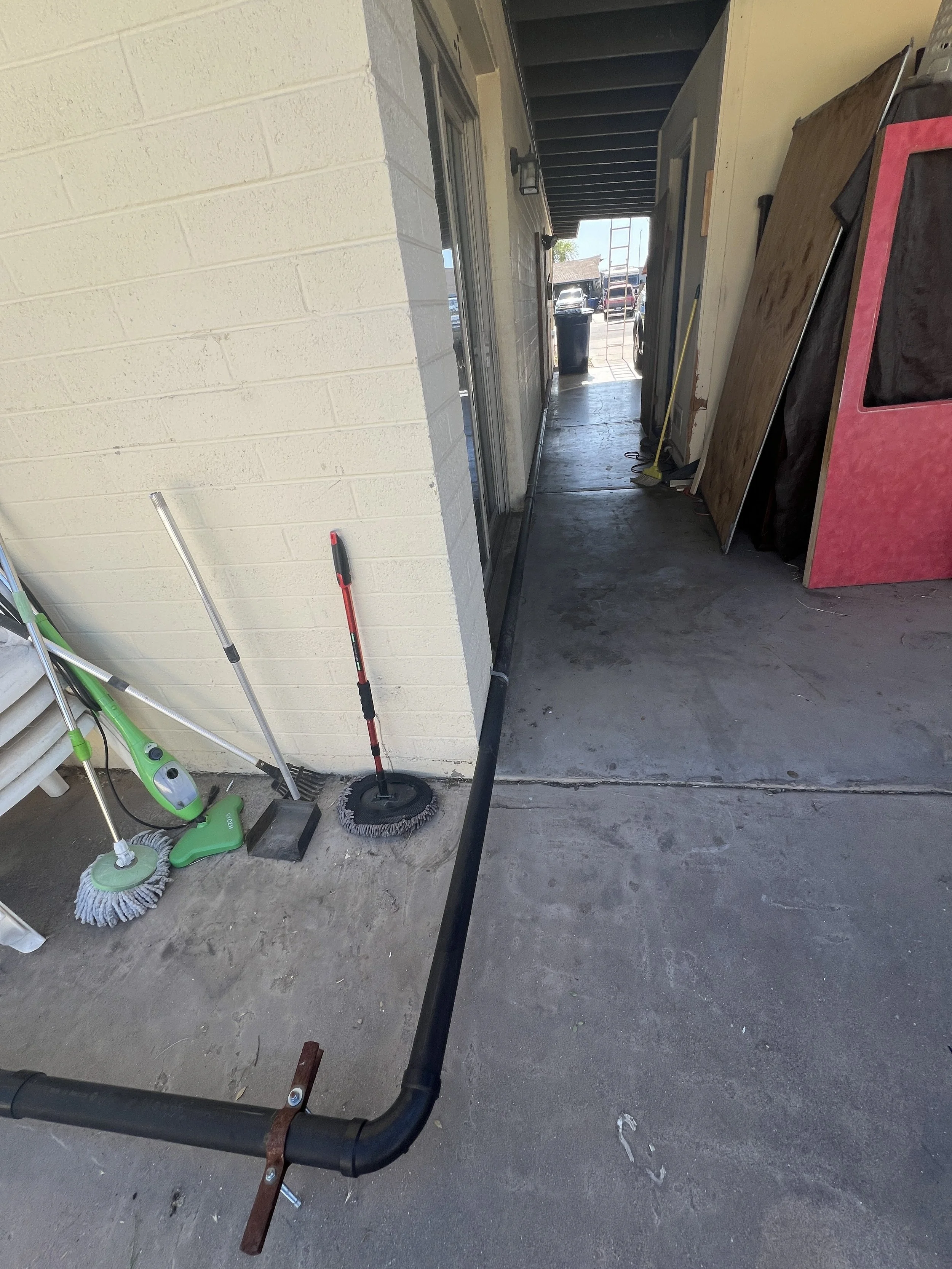 Drain pipe above the ground