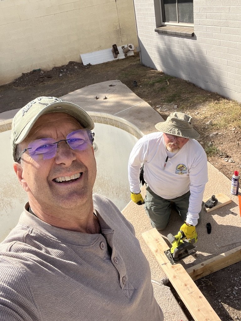 Setting the cement forms....