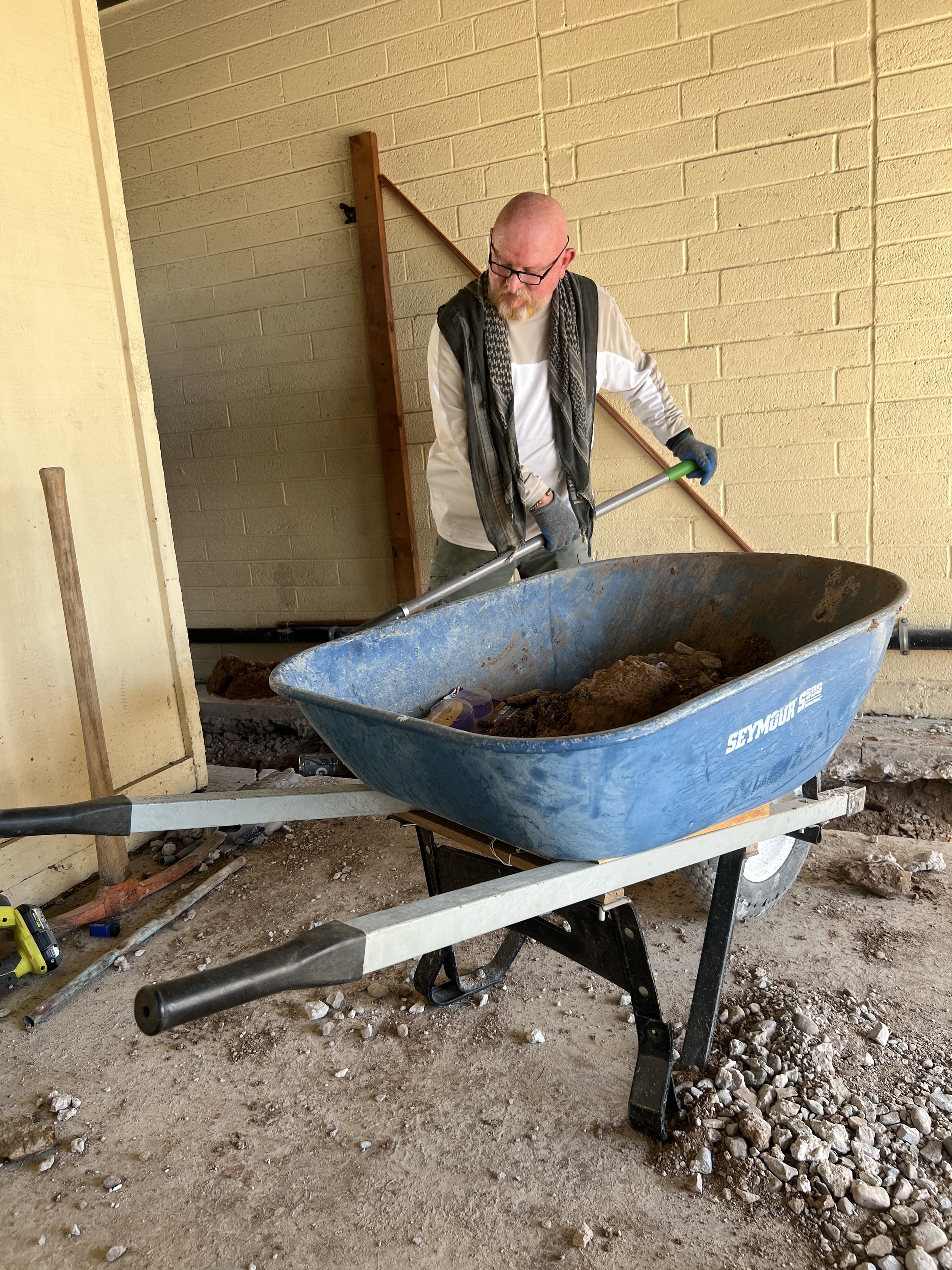 Mike Dennison working the shovel