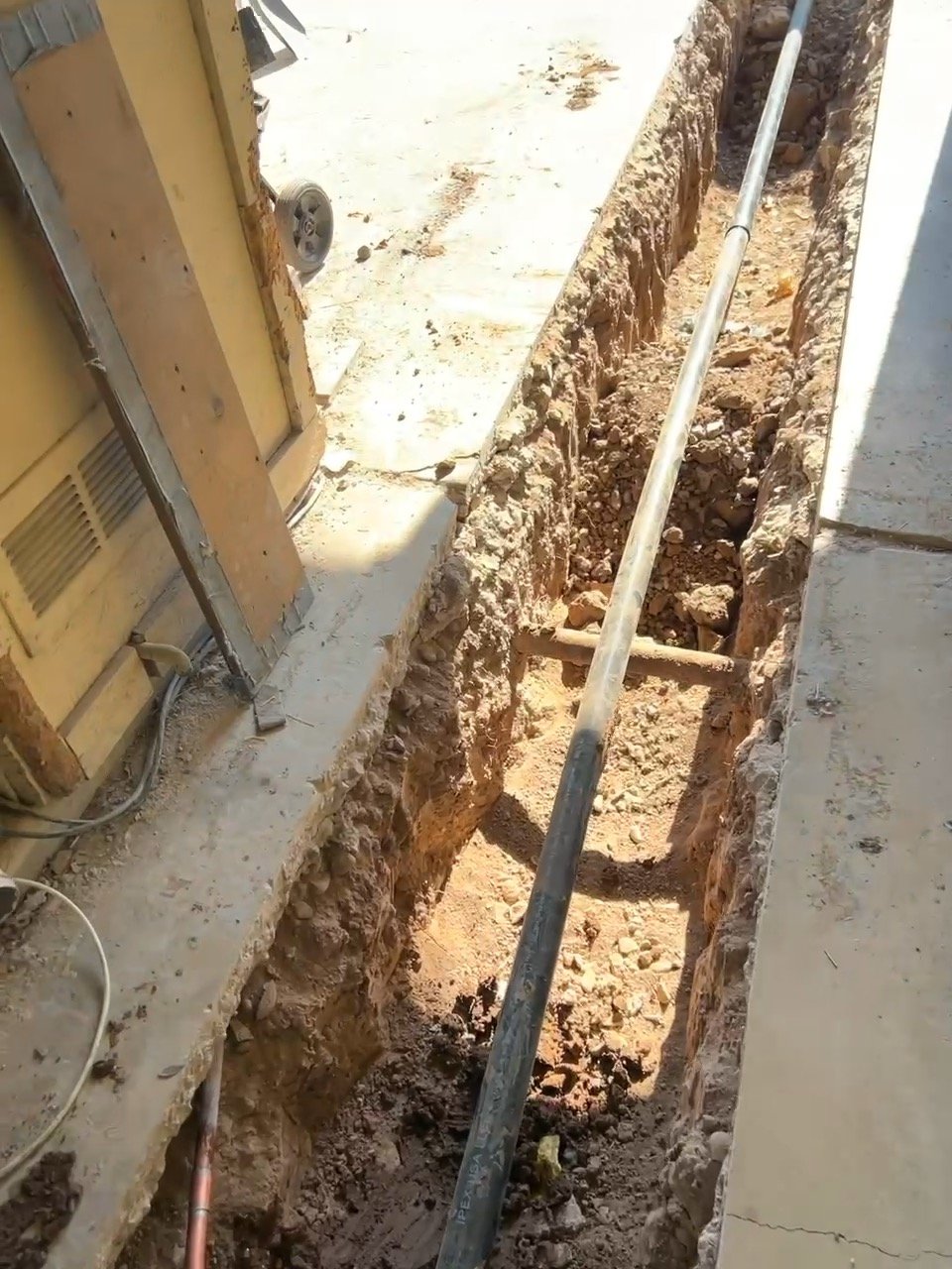 New drain pipe going in