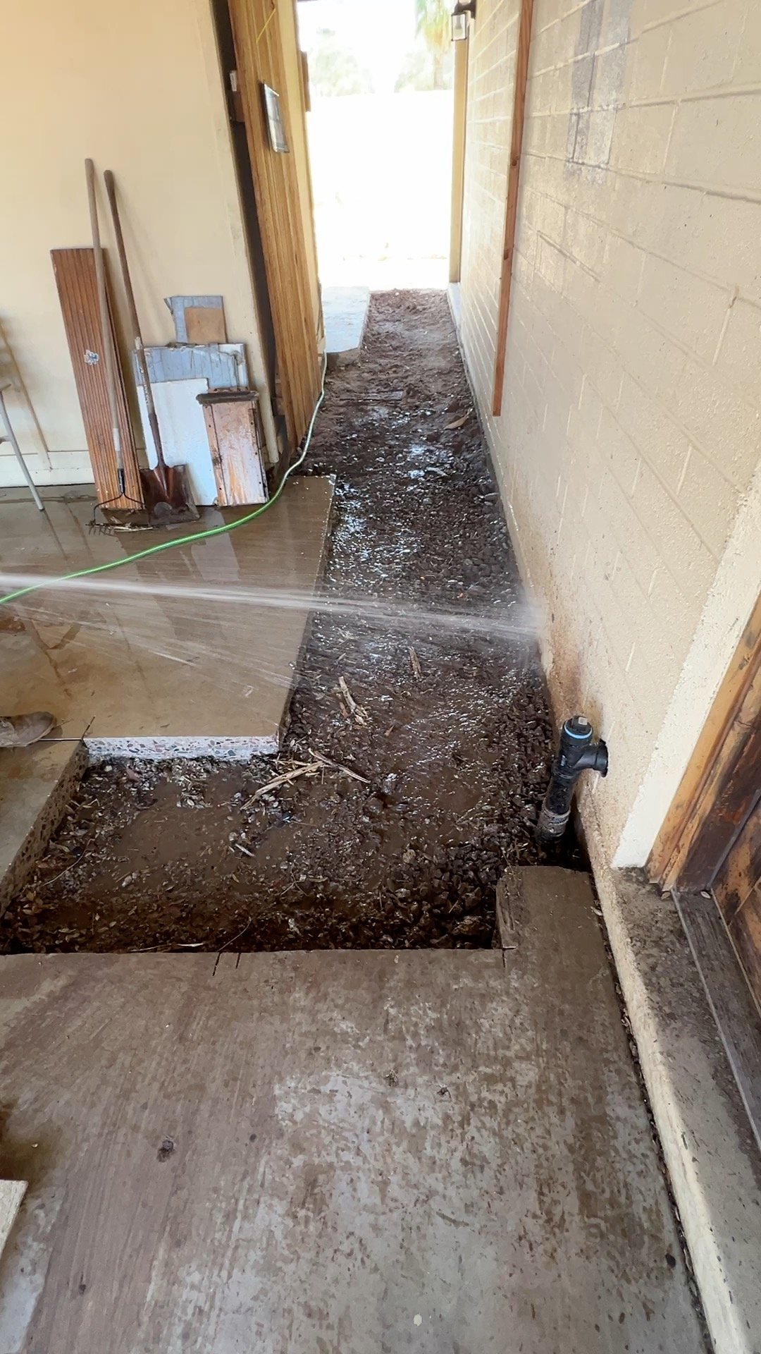 Cleaning up and settling the new dirt