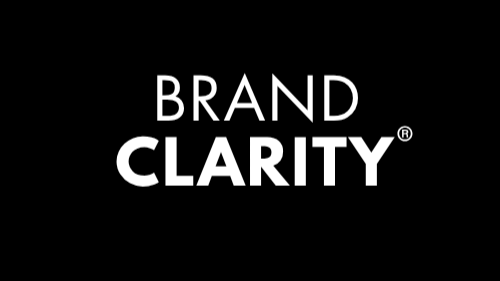 Black background with white text that reads "BRAND CLARITY"