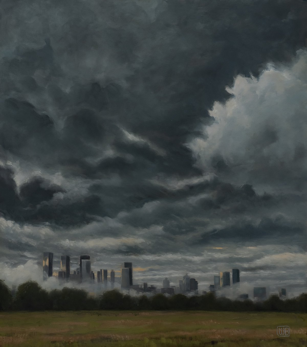 Melbourne Skyline: Oil Painting on Board
