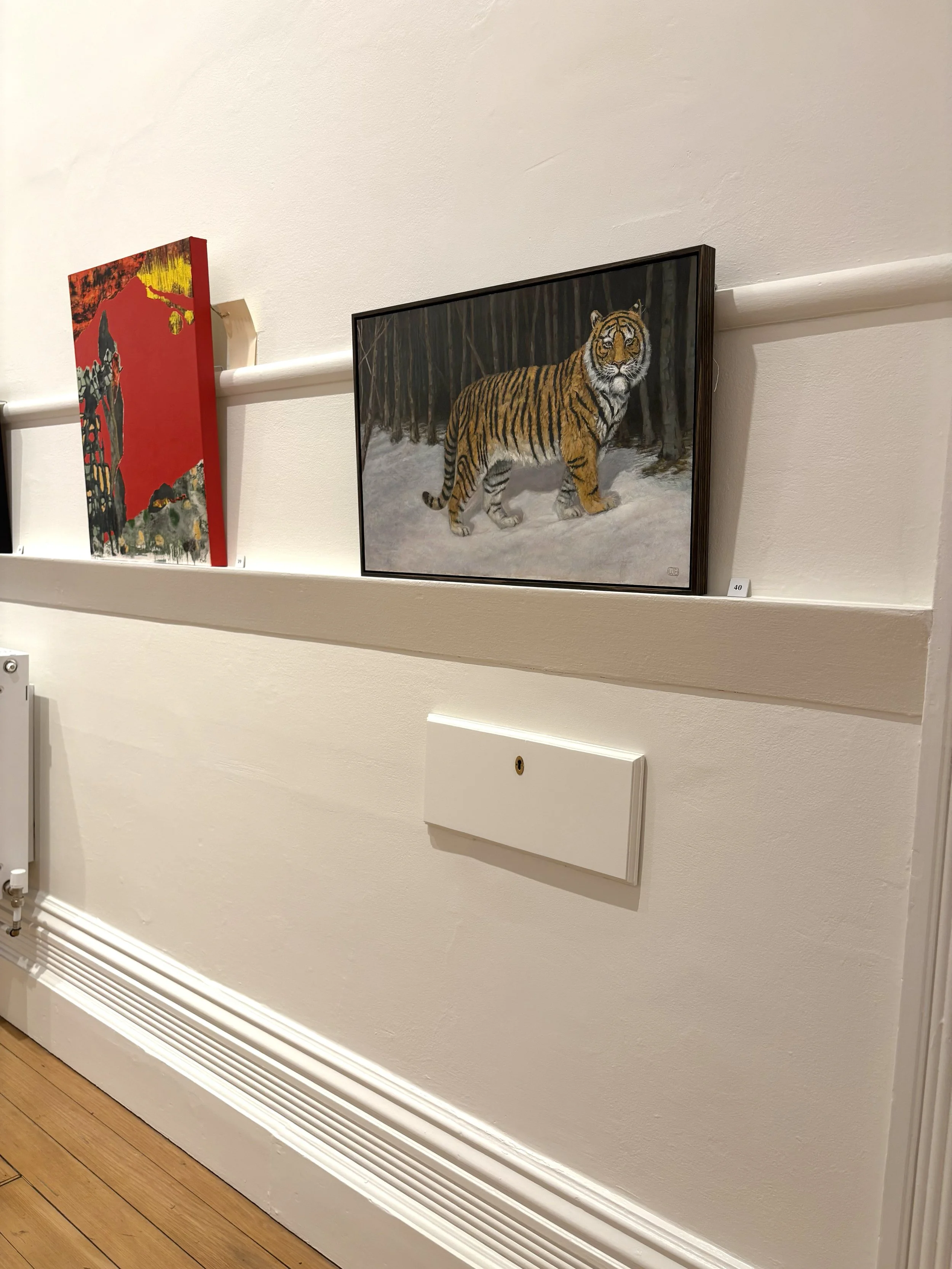 Exit Tiger by Warren Bonett hung at the Victorian Artist Society Gallery