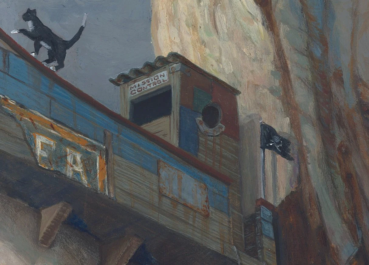 Fun children's book illustration of a treehouse