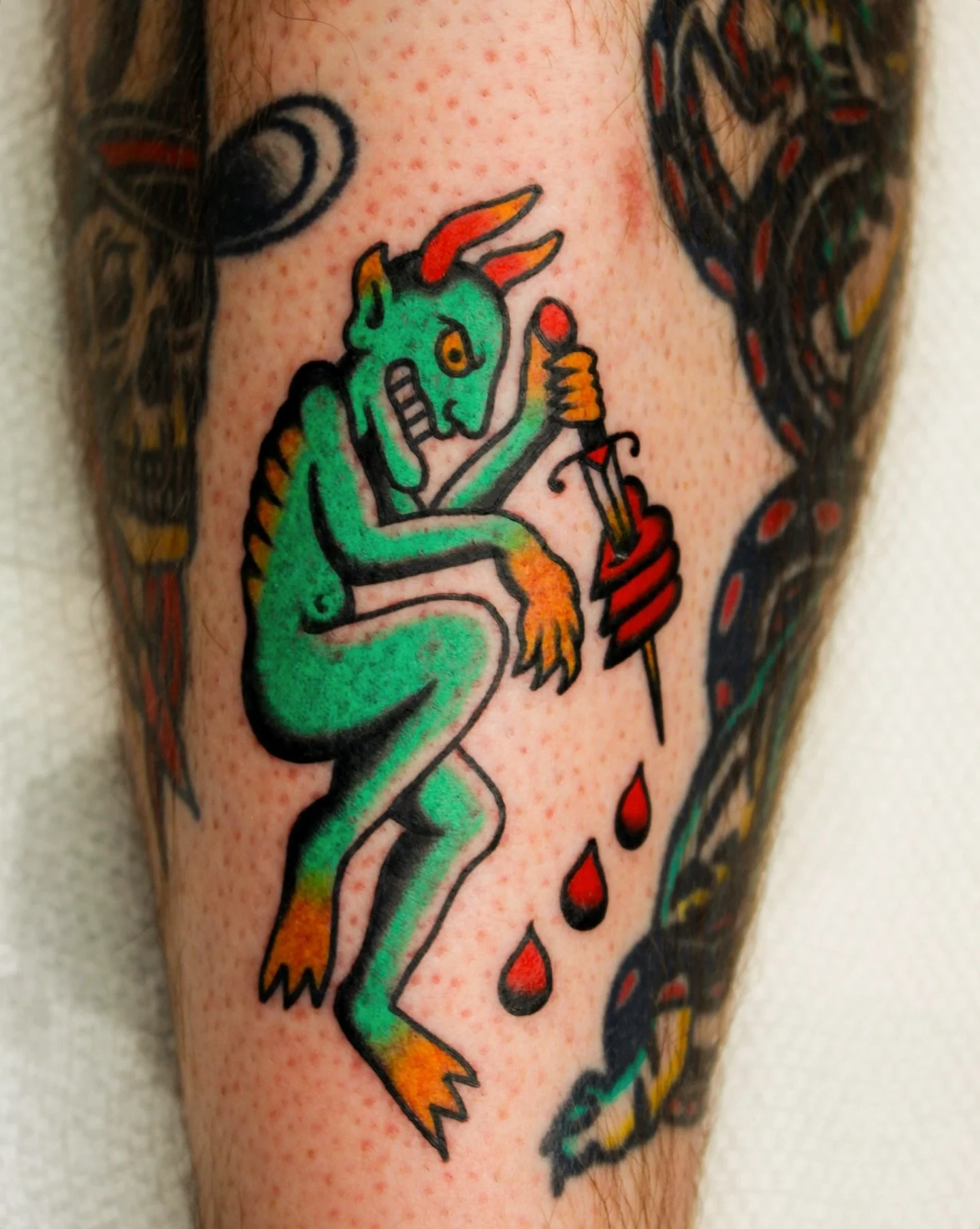 Goblin Man from my flash💥‼️ made @stayhumbletattooco 

kehrmietattoos.com//kehrmietatts@gmail.com

#TraditionalTattoo #TattooArtist #BayAreaTattoos #OaklandTattoo #SanFranciscoTattoo #TattooFlash #Tattoo #Inked #TattooCulture #Inked #Tattoo