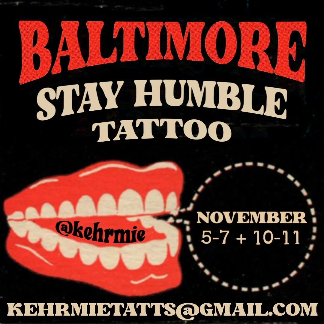 ☆ BALTIMORE ☆
I&rsquo;ll be back with my dear friends @stayhumbletattooco in a few weeks!

Use my booking form or email to set something up:
kehrmietattoos.com // kehrmietatts@gmail.com

#BaltimoreTattoo #tattoo #ink #vintage #flash #StayHumbleTattoo