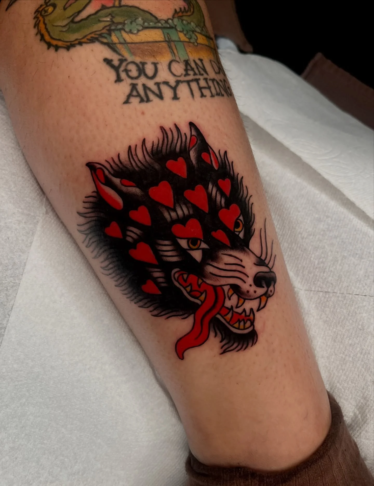 Poison Wolf of Hearts ❤️&zwj;🔥
Thanks for all the love on my Valentine&rsquo;s sheets! Would love to tattoo some more of those designs. 

Kehrmietattoos.con/kehrmietatts@gmail.com for appointments
 
#traditionaltattoo #berkeley #berkeleytattoo #warh