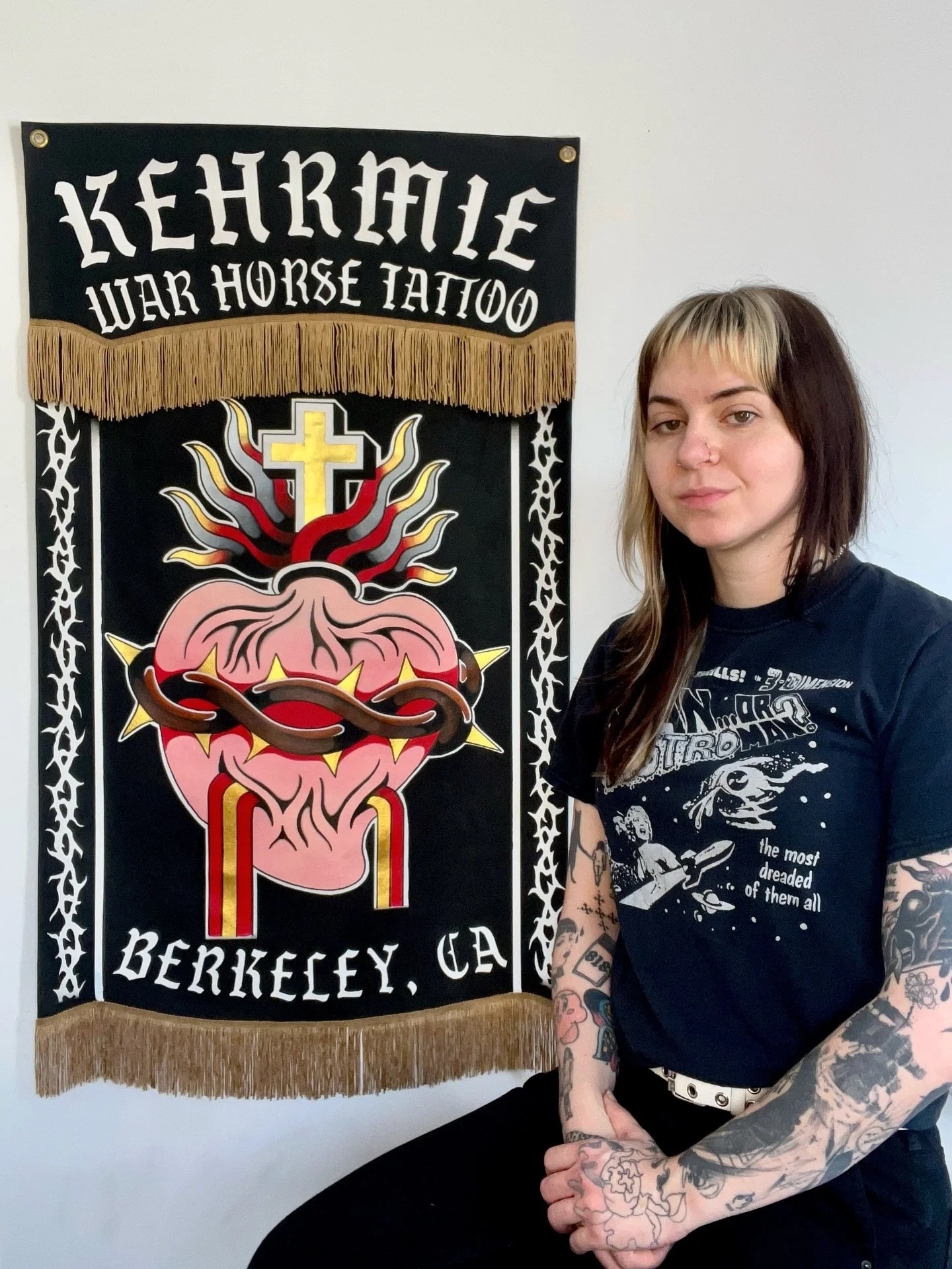 ✶ Find me under this banner tomorrow ✶ @tattoos_and_blues

Painted this over the last four days and am stoked to hang it with my War Horse family. I&rsquo;ll be taking walk-ups all day and selling prints. If you want to snag a last-minute appointment
