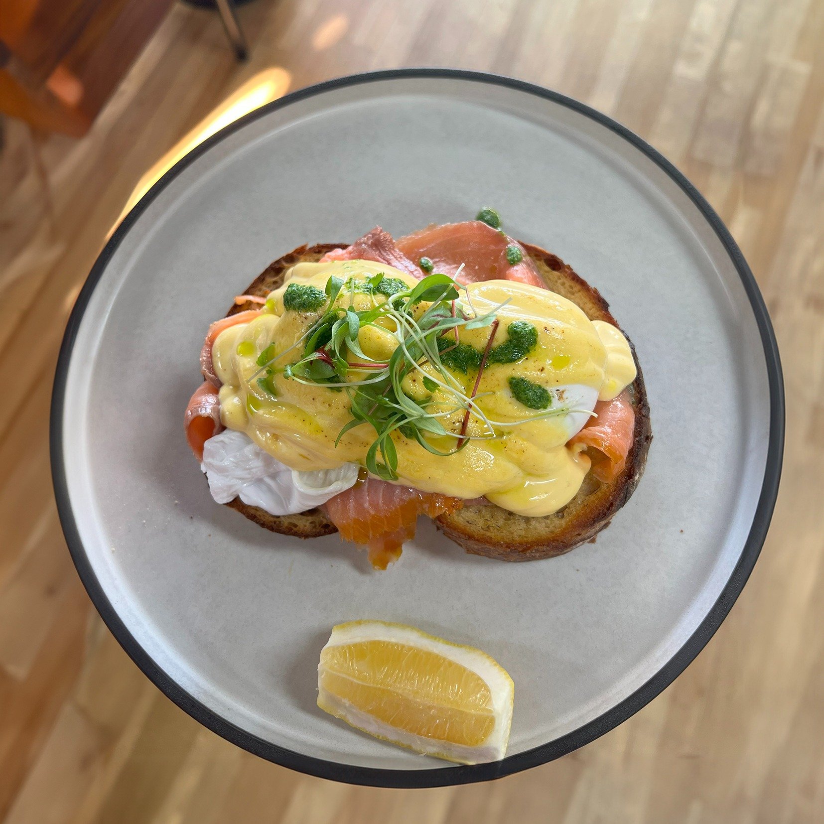 Eggs Benedict with Salmon served on @twobobsbakery sourdough toast is always a favourite!

#nicecafe_nelsonbay #nicecafeatnelsonbay #portstephens #breakfastportstephens #breakfastnelsonbay #cafenelsonbay #twobobsbakery