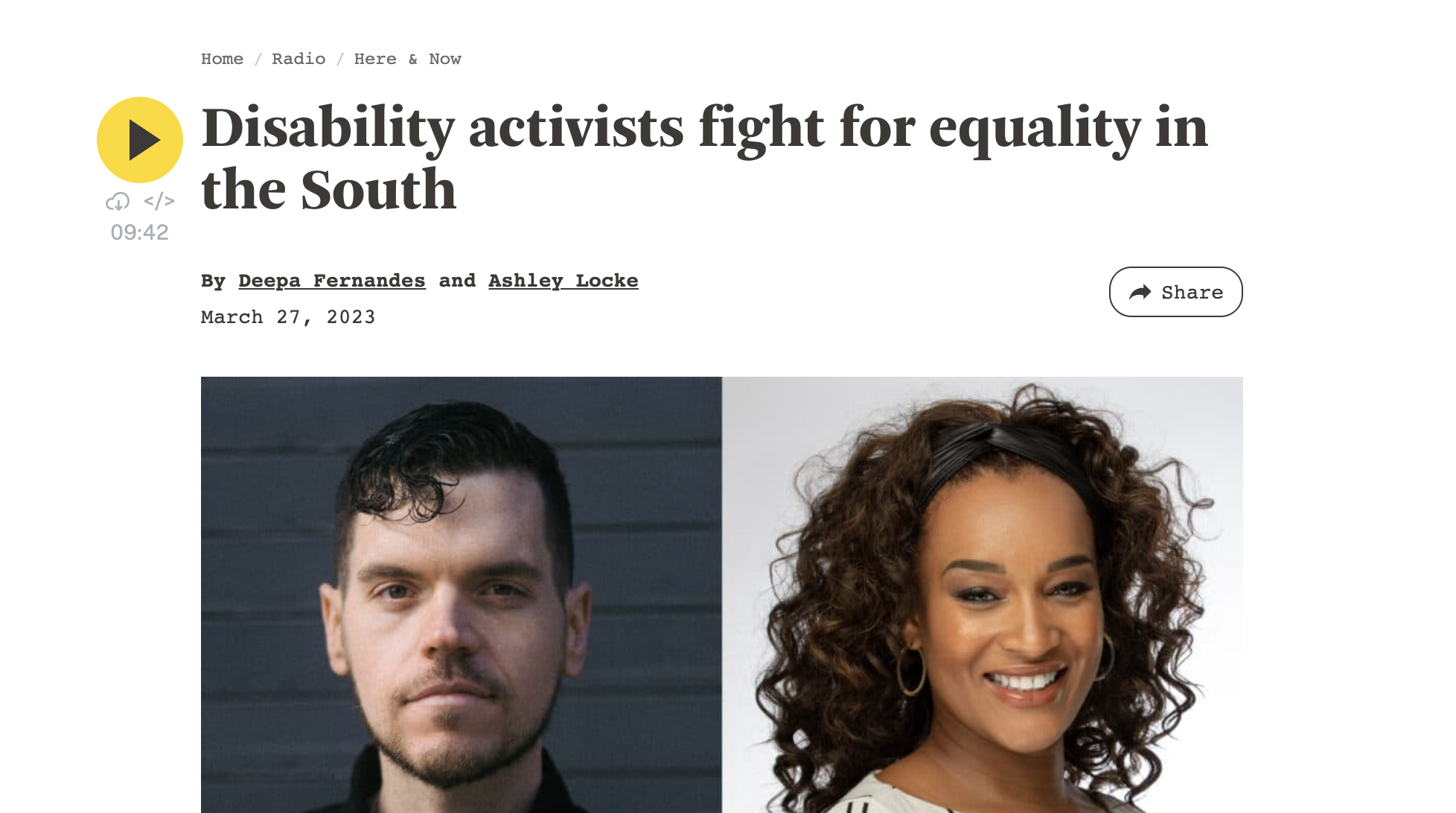 A screenshot of an article on NPR's website.