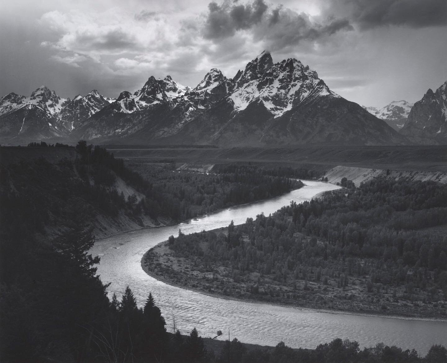 Ansel Adams was a photographer known for his images of the American landscape. His commitment to the natural world extended beyond his photography through his work as an environmental rights activist. In &ldquo;The Tetons and the Snake River,&rdquo; 