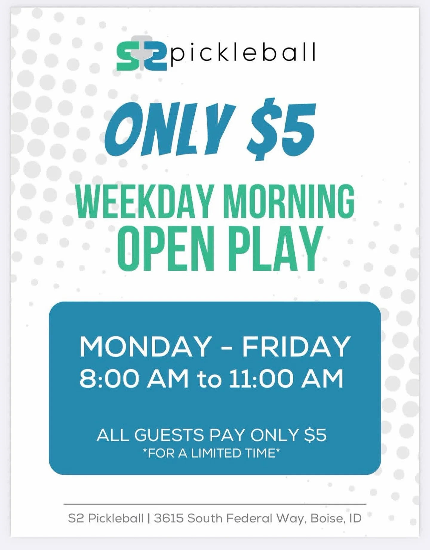 Sneak in some play before the rush!
Join us for $5 Open Play mornings, Monday&ndash;Friday &mdash; for a limited time only.
