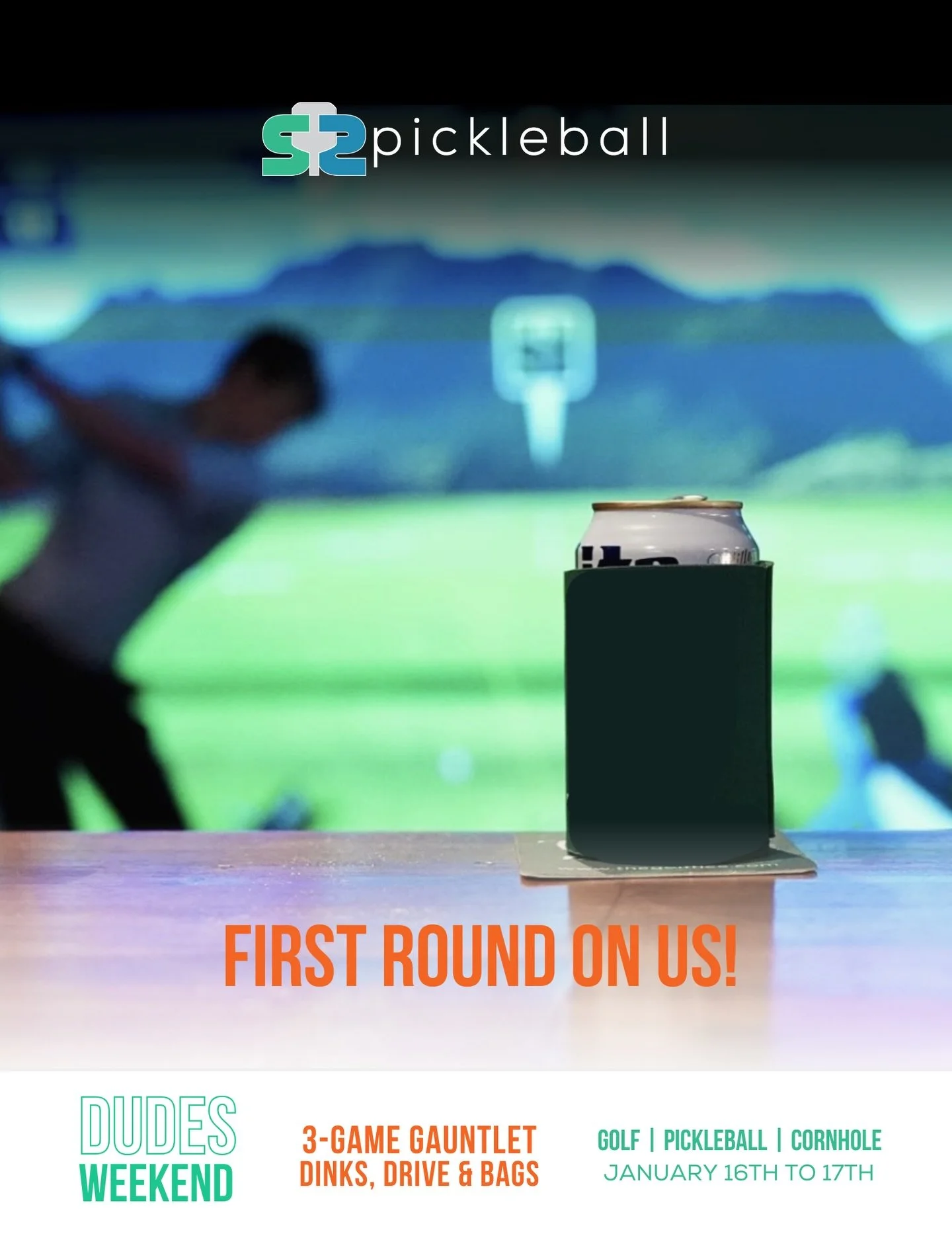 Dudes Weekend: Men&rsquo;s Doubles Three-Game Gauntlet is going down at S2 Pickleball! Grab your partner and compete in golf, pickleball, and cornhole for ultimate bragging rights.

🎉 Saturday, 2&ndash;5 PM &mdash; alcoholic and non-alcoholic drinks
