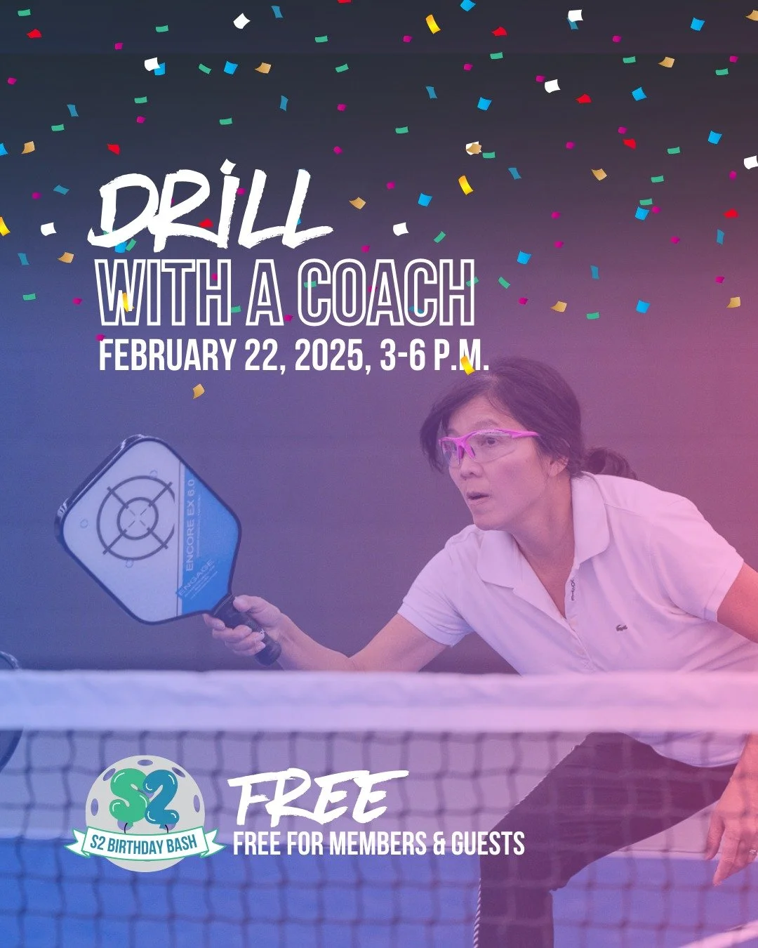 Sharpen Your Skills at Our Birthday Bash- DRILL WITH A COACH February 21!
(Free for Members &amp; Guests!)

Level up your game at our 2nd Birthday Bash with a free 30-minute focused drill clinic! This is your chance to focus on key aspects of your ga
