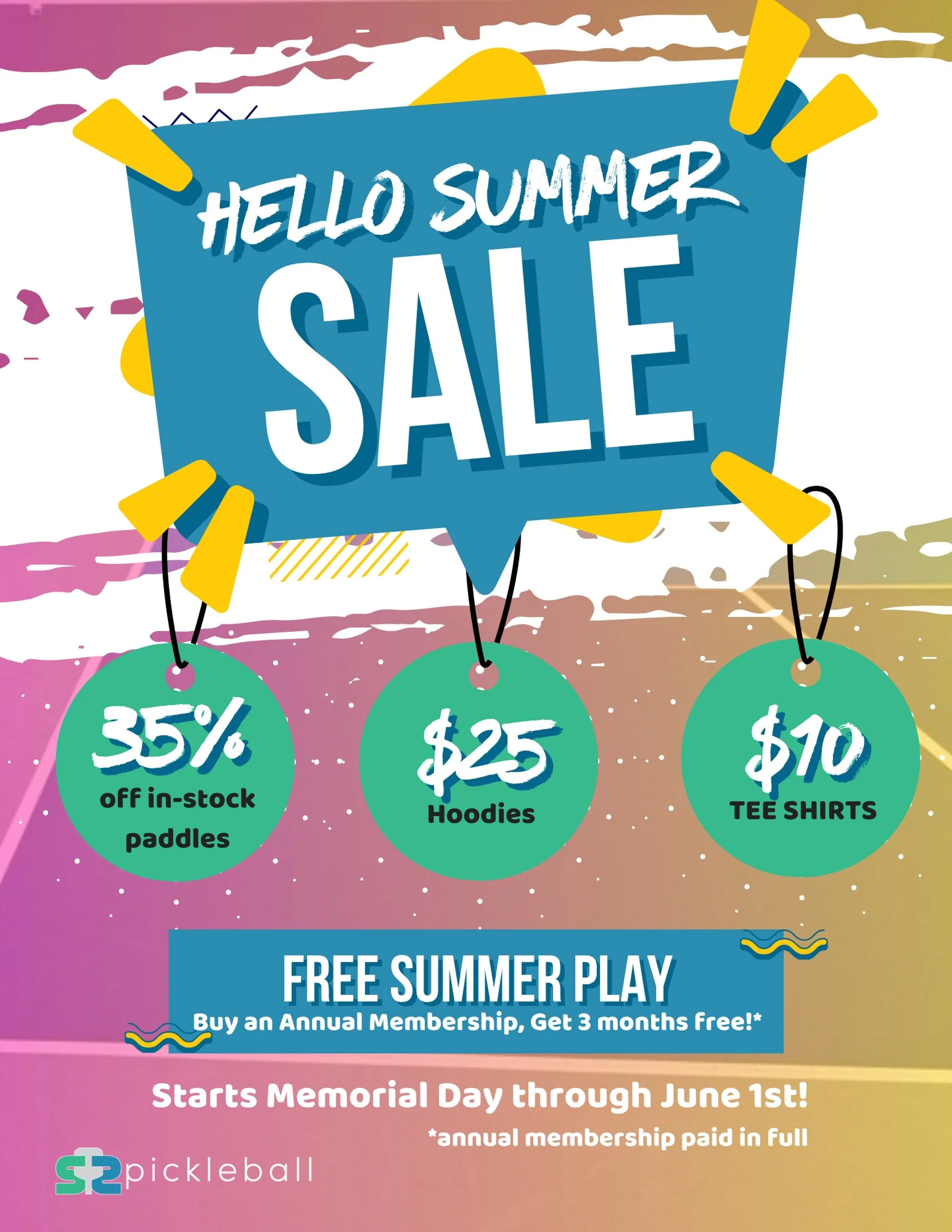 HELLO SUMMER SALE 🔥

35% OFF all in-stock paddles | $25 hoodies | $10 tees

&bull; Promos cannot be combined with membership discounts

PLUS...SUMMER PLAY ON US ☀️

We get it &mdash; outdoor pickleball is hard to resist when the weather is this nice