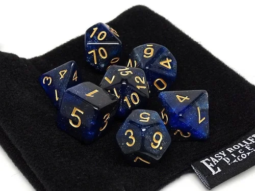 Midnight Blue Stardust Dice Collection — 7 Piece Set