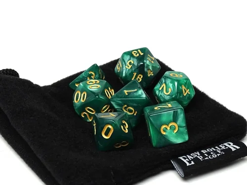 Emerald Marble Dice Collection — 7 Piece Set